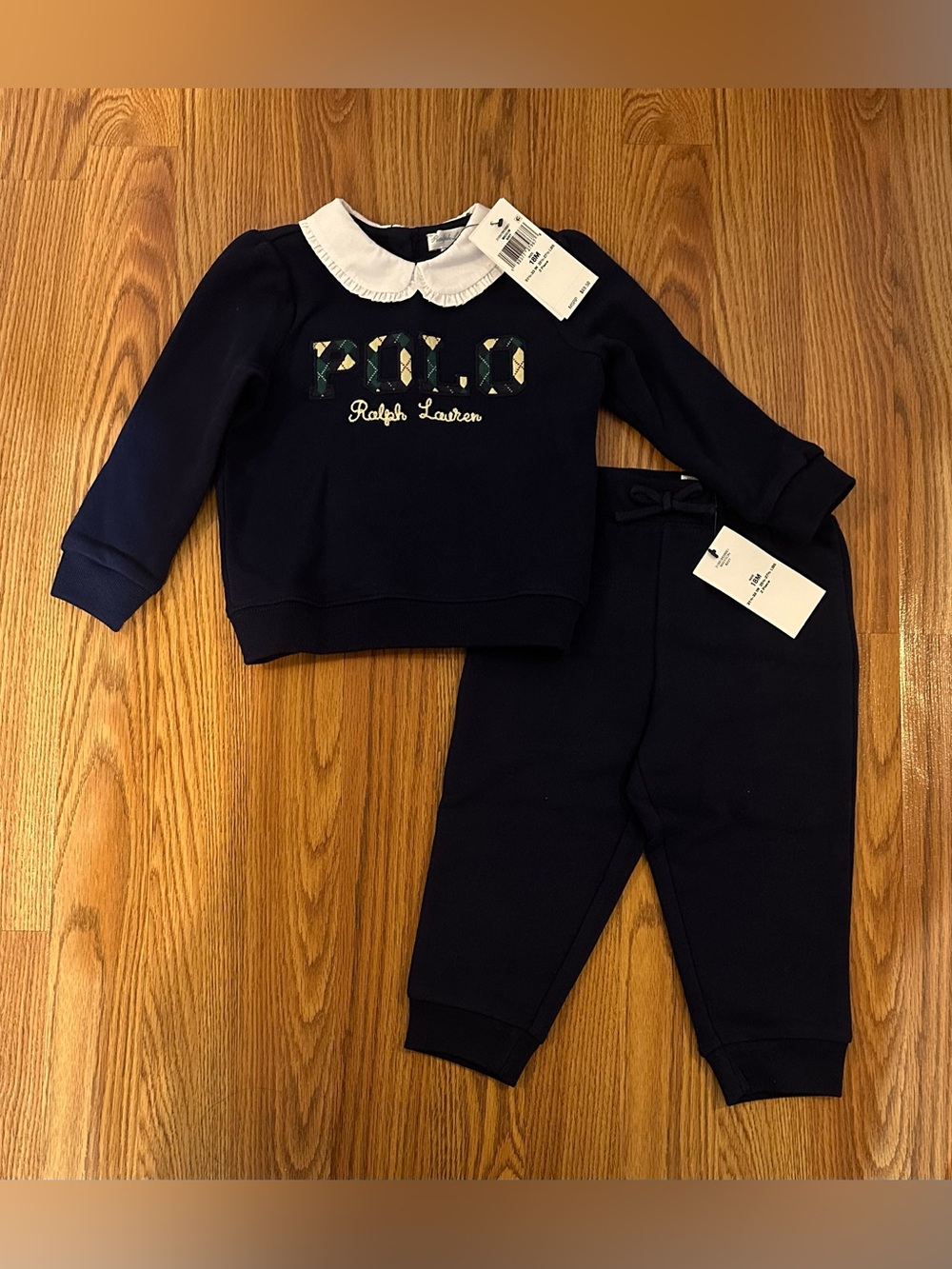 Polo Ralph Lauren Baby Girl Algyre Logo Fleece Sweatshirt and Pant Set, Size 18M